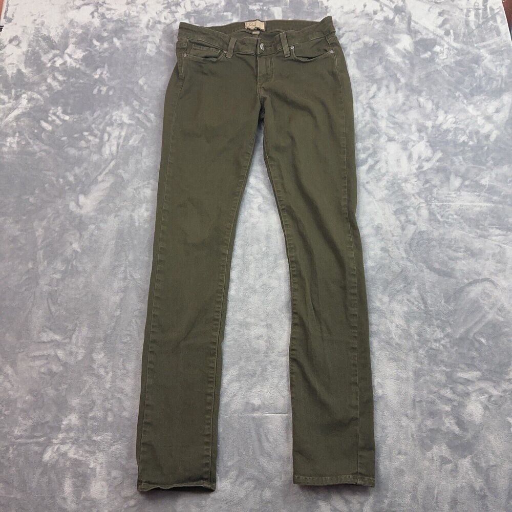 Paige Jeans Women's Size 27 Green Peg Skinny Low Rise 31" Inseam **HAS A FLAW